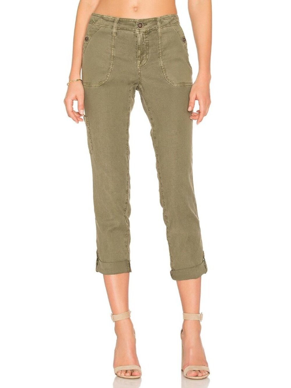 Level 99 Dayla Cargo Pants Size 29 Mid Rise Straight Leg Olive Green Outerwear
